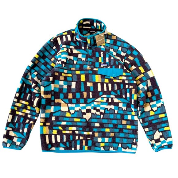 Patagonia Mens Synchilla Snap T Fleece Fitz Roy Patchwork Belay Blue L NEW NOWT - Picture 5 of 11